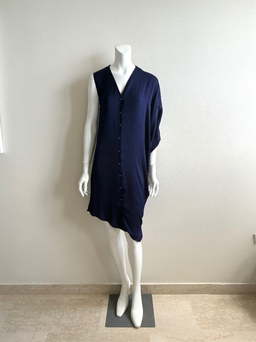 Helmut Lang Navy Asymmetrical Dress